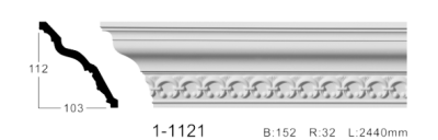 Карниз стельовий з орнаментом Classic Home 1-1121, ліпний декор з поліуретану