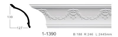 Карниз стельовий з орнаментом Classic Home 1-1390, ліпний декор з поліуретану