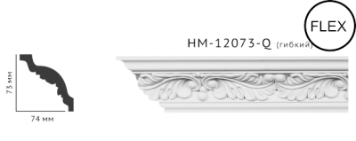 Карниз стельовий з орнаментом Classic Home New HM-12073Q ліпний декор з поліуретану,