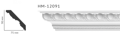 Карниз стельовий з орнаментом Classic Home New HM-12091 ліпний декор з поліуретану,