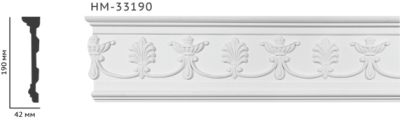 Молдинг для стін з орнаментом Classic Home HM-33190, ліпний декор з поліуретану