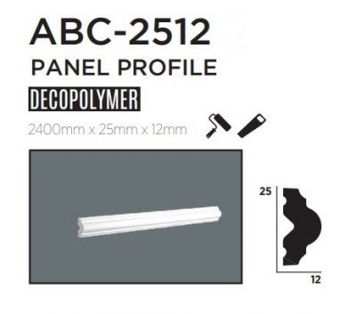 Молдинг для стін, гладкий, DECOLUX ABC2512, ліпний декор з дюрополімер