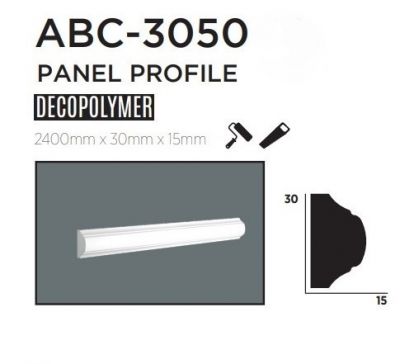 Молдинг для стін, гладкий, DECOLUX ABC3050, ліпний декор з дюрополімер