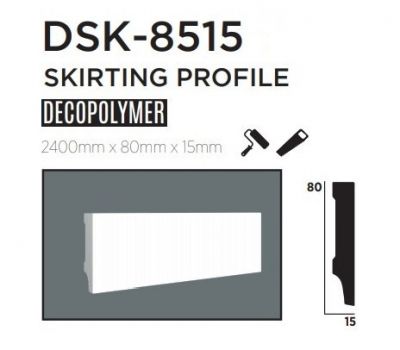 Плінтус підлоговий DECOLUX DSK8515, ліпний декор з дюрополімер