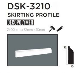 Плінтус підлоговий DECOLUX DSK3210, ліпний декор з дюрополімер