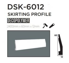 Плінтус підлоговий DECOLUX DSK-6012, ліпний декор з дюрополімер