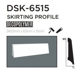 Плінтус підлоговий DECOLUX DSK6515, ліпний декор з дюрополімер