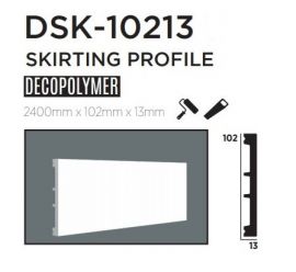 Плінтус підлоговий DECOLUX DSK-10213, ліпний декор з дюрополімер