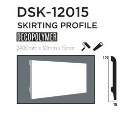 Плінтус підлоговий DECOLUX DSK12015, ліпний декор з дюрополімер