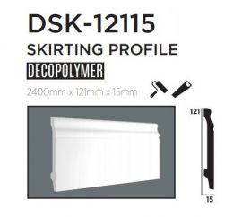 Плінтус підлоговий DECOLUX DSK12115, ліпний декор з дюрополімер
