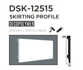 Плінтус підлоговий DECOLUX DSK12515, ліпний декор з дюрополімер